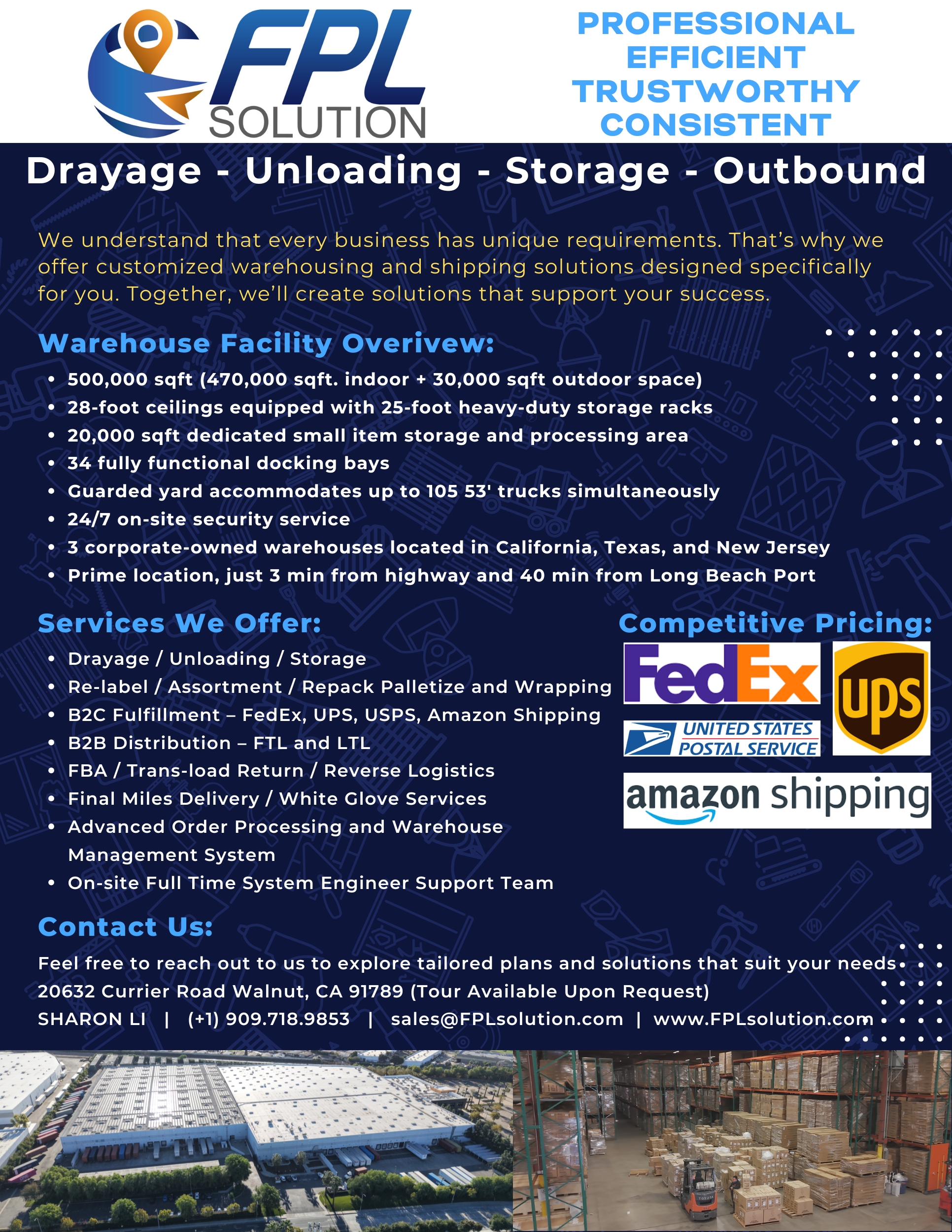 Inside the FPL warehouse in Walnut, CA